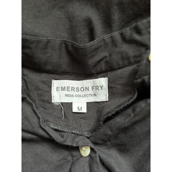 Emerson Fry India Shirtdress Medium Black Organic Cotton Dress Boho Quiet Luxury - Picture 11 of 12